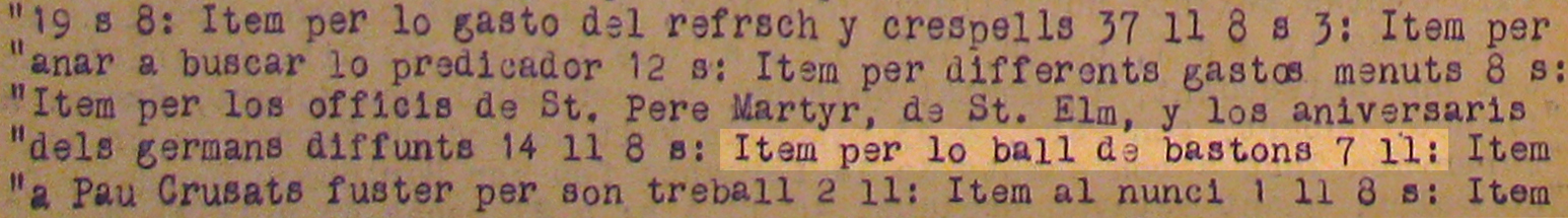 1727 a Sitges la referència més antiga del ball de bastons